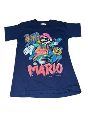 VTG 1991 Rappin Mario Nintendo Single Stitch Shirt Youth Size Medium 10-12